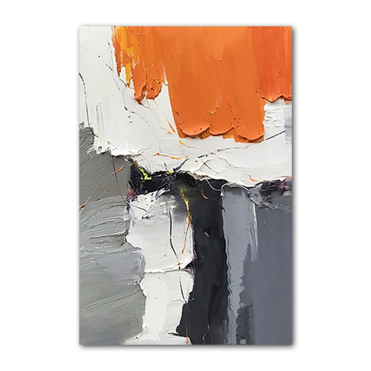 Orange with Black n White 3d Heavy Textured Partial Oil Painting